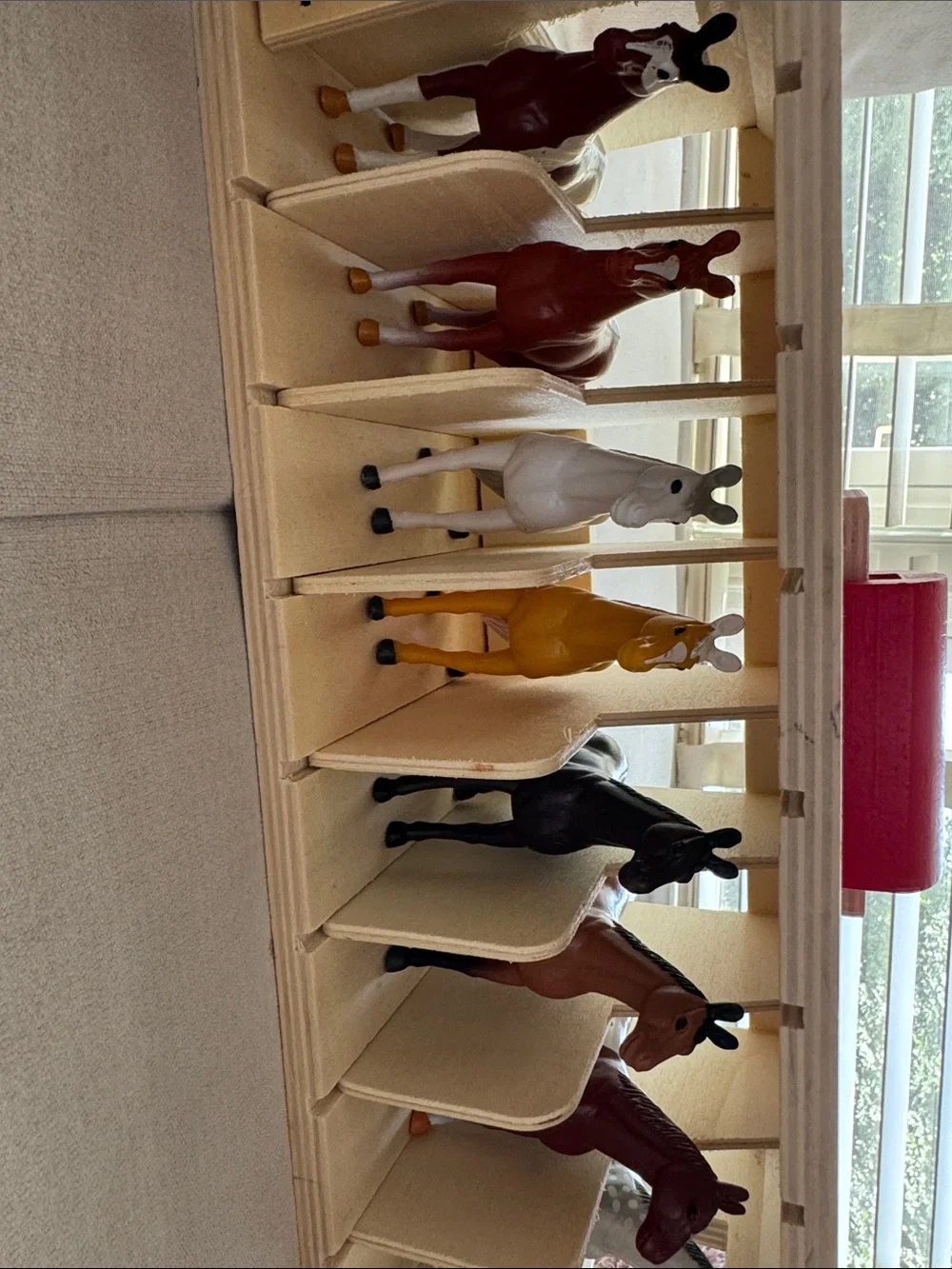 Melissa & Doug Wooden Horse Stable Playset in Cream and Red